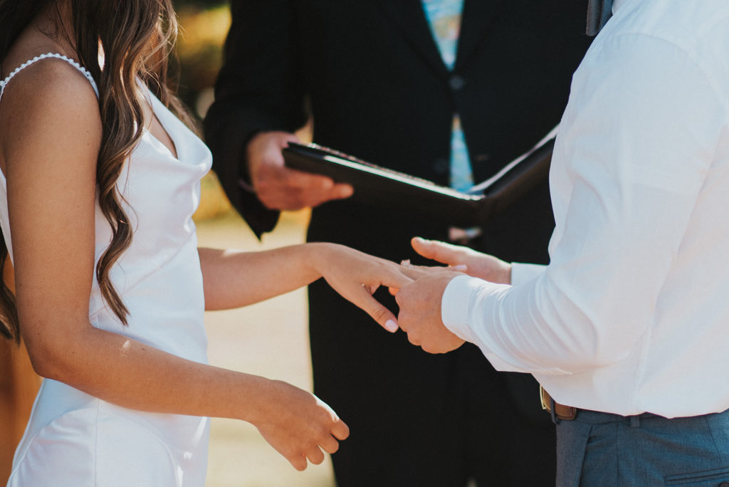 Humboldt County Elopement, exchanging rings at the altar