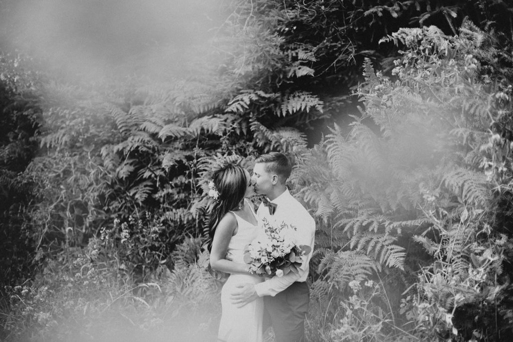 Humboldt County backyard elopement details in black and white